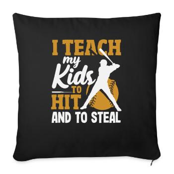 J’enseigne à l’entraîneur de baseball au bâton et au vol - Housse de coussin décorative 45 x 45 cm - noir - Devant