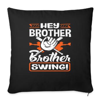 Hé frère Swing Baseball Dicton - Housse de coussin décorative 45 x 45 cm - noir - Devant