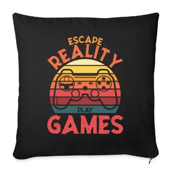 Escape Reality – Manette rétro Games & Play - Housse de coussin décorative 45 x 45 cm - noir - Devant