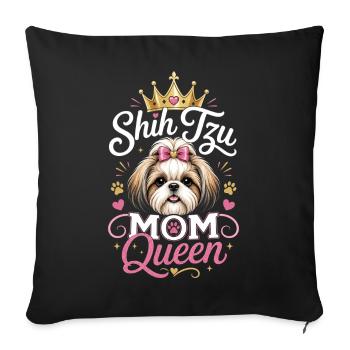 Shih Tzu Mama Königinkrone - Sofakissenbezug 45 x 45 cm - Schwarz - Vorne