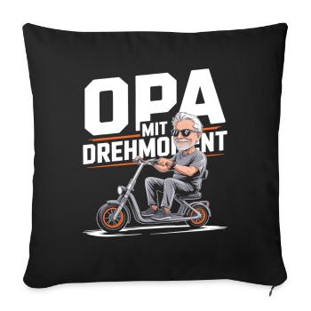 Opa Mit Drehmoment Fahrrad Senioren - Sofakissenbezug 45 x 45 cm - Schwarz - Vorne