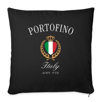 Portofino Italy Coat of Arms Crown – Travel Souvenir - Sofa pillowcase 17,3'' x 17,3'' (45 x 45 cm) - black - Front