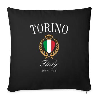 Couronne des armoiries de Turin, Italie – Souvenir de voyage - Housse de coussin décorative 45 x 45 cm - noir - Devant