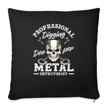 Détecteur de métaux de crâne professionnel - Housse de coussin décorative 45 x 45 cm - noir - Devant