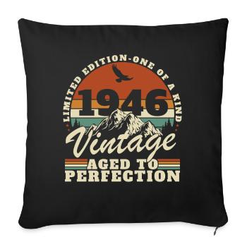 1946 Vintage Rétro Cadeau D'anniversaire - Housse de coussin décorative 45 x 45 cm - noir - Devant