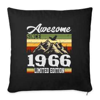 1966 Vintage Rétro Cadeau d’anniversaire - Housse de coussin décorative 45 x 45 cm - noir - Devant