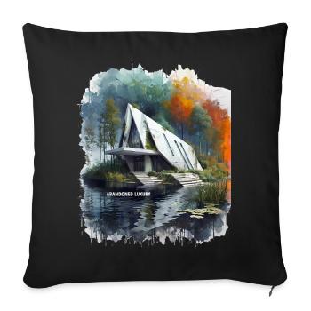ABANDONED LUXURY - Modern A-Frame Ruins Sketch - Sofa pillowcase 17,3'' x 17,3'' (45 x 45 cm) - black - Front
