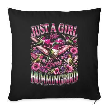 Girl Who Loves Ruby Throated Hummingbird - Sofa pillowcase 17,3'' x 17,3'' (45 x 45 cm) - black - Front