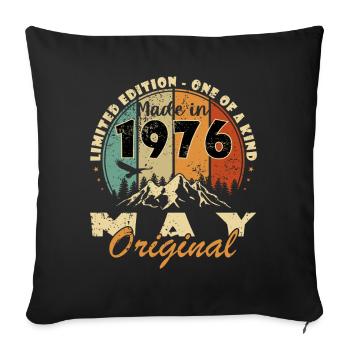 50th Birthday Gift Husband Original May 1976 - Sofa pillowcase 17,3'' x 17,3'' (45 x 45 cm) - black - Front