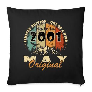 Cadeau du 25e anniversaire Original mai 2001 - Housse de coussin décorative 45 x 45 cm - noir - Devant
