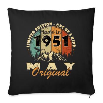 1951 Fabriqué en mai Original - Housse de coussin décorative 45 x 45 cm - noir - Devant