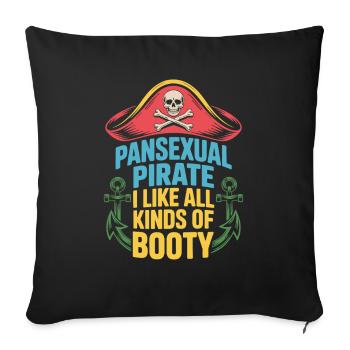 Pirate pansexuel : j’aime toutes sortes de fesses - Housse de coussin décorative 45 x 45 cm - noir - Devant