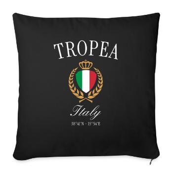 Couronne des armoiries de Tropea Italie – Souvenir de voyage - Housse de coussin décorative 45 x 45 cm - noir - Devant