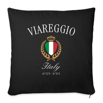 Couronne d’armoiries de Viareggio Italie – Souvenir de voyage - Housse de coussin décorative 45 x 45 cm - noir - Devant