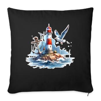 Lighthouse Anchor Seagull - Sofa pillowcase 17,3'' x 17,3'' (45 x 45 cm) - black - Front