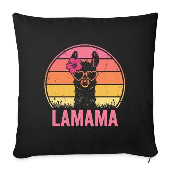 Lamama Llama Mom Mother Animal Lover - Sofa pillowcase 17,3'' x 17,3'' (45 x 45 cm) - black - Front
