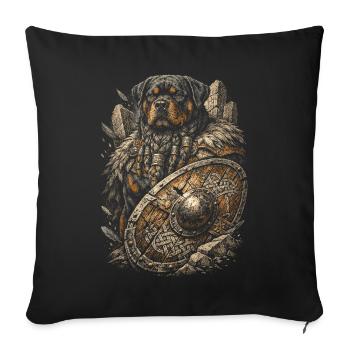 Chien viking rottweiler - Housse de coussin décorative 45 x 45 cm - noir - Devant