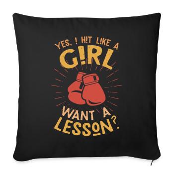 Girl Power Saying: Beat Like a Girl - Sofa pillowcase 17,3'' x 17,3'' (45 x 45 cm) - black - Front