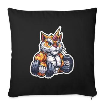Licorne Chat Culturiste pour Gym Men Fitness - Housse de coussin décorative 45 x 45 cm - noir - Devant