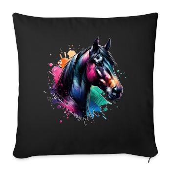 Hannoveraner Motiv Pferd - Sofakissenbezug 45 x 45 cm - Schwarz - Vorne