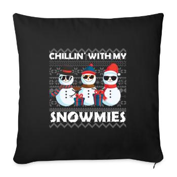 Snowmies Weihnachten Vilain Pull de Noël - Housse de coussin décorative 45 x 45 cm - noir - Devant