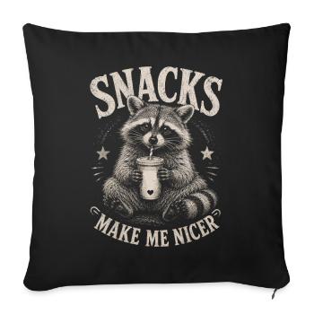 Raccoon, Snacks Make Me Nicer - Sofa pillowcase 17,3'' x 17,3'' (45 x 45 cm) - black - Front