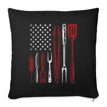 Outils de barbecue Grill US Flag Pitmaster - Housse de coussin décorative 45 x 45 cm - noir - Devant