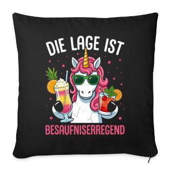 Die Lage Ist Besaufniserregend Einhorn  - Sofakissenbezug 45 x 45 cm - Schwarz - Vorne