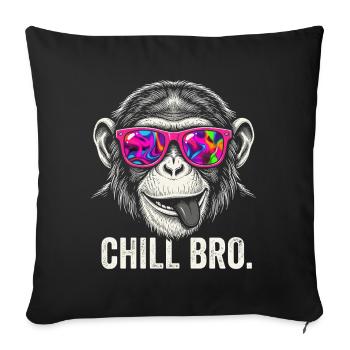 Singe Vibrant avec des lunettes de soleil néon - Housse de coussin décorative 45 x 45 cm - noir - Devant