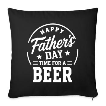 HAPPY FATHERS DAY TIME FOR A BEER Papa Emblem - Sofa pillowcase 17,3'' x 17,3'' (45 x 45 cm) - black - Front