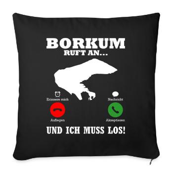 Borkumer Insel BORKUM RUFT Lustiges - Sofakissenbezug 45 x 45 cm - Schwarz - Vorne
