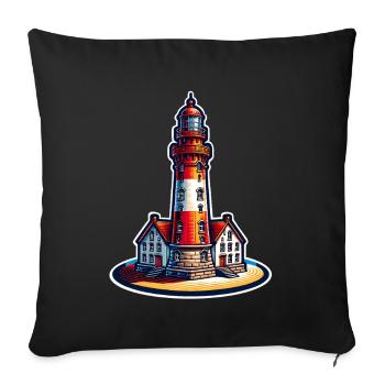 lighthouse - Sofa pillowcase 17,3'' x 17,3'' (45 x 45 cm) - black - Front