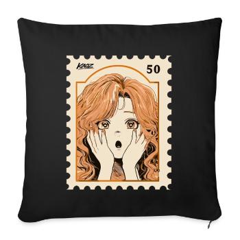 Peachy Shock Manga Portrait - Sofa pillowcase 17,3'' x 17,3'' (45 x 45 cm) - black - Front