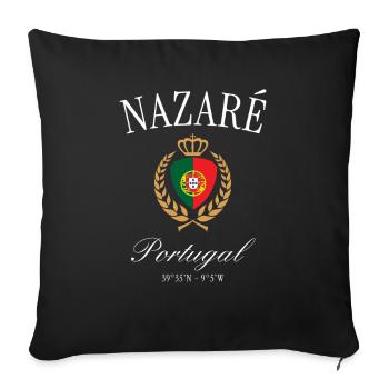 Nazaré Portugal Wappen Krone – Reise Souvenir - Sofakissenbezug 45 x 45 cm - Schwarz - Vorne