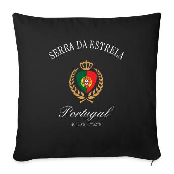 Serra da Estrela Portugal Wappen – Reise Souvenir - Sofakissenbezug 45 x 45 cm - Schwarz - Vorne