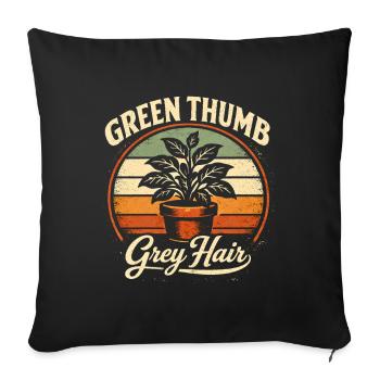 Pouce verte, cheveux gris | Jardin - Housse de coussin décorative 45 x 45 cm - noir - Devant
