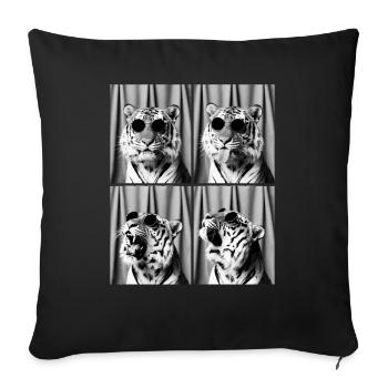 Tiger, Photo booth, Photo booth, Selfie - Sofa pillowcase 17,3'' x 17,3'' (45 x 45 cm) - black - Front