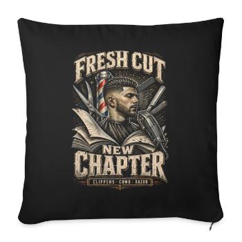 Barber Barbier Fresh Cut New Chapter - Sofakissenbezug 45 x 45 cm - Schwarz - Vorne