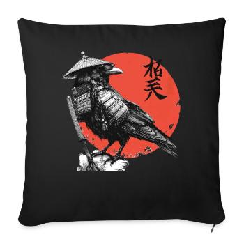 Raven Samurai in Red Sun - Sofa pillowcase 17,3'' x 17,3'' (45 x 45 cm) - black - Front