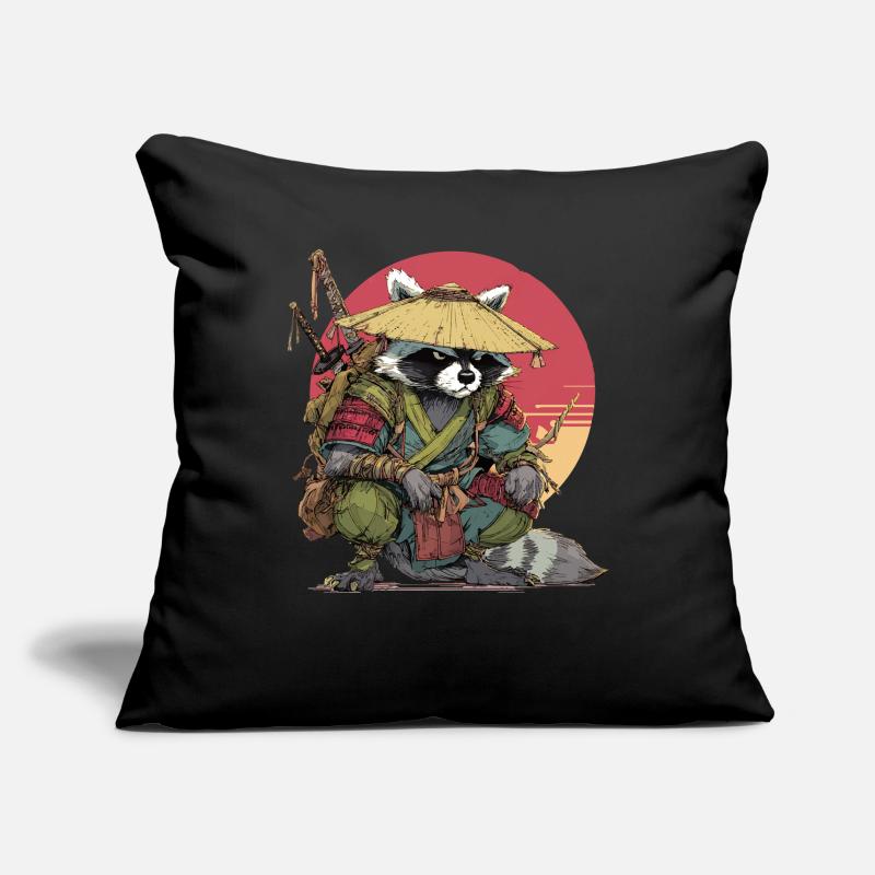 Raccoon Samurai with Straw Hat Sofa pillowcase 17,3'' x 17,3'' (45 x 45 cm)