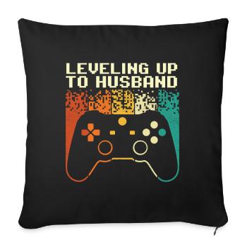 Leveling Up To Husband Gamer Bachelor Party - Sofa pillowcase 17,3'' x 17,3'' (45 x 45 cm) - black - Front