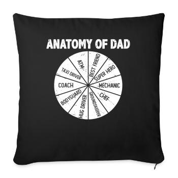 Anatomie des Papas – Rad der Hobbys - Sofakissenbezug 45 x 45 cm - Schwarz - Vorne