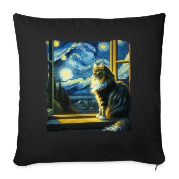Maine Coon Starry Night - Sofa pillowcase 17,3'' x 17,3'' (45 x 45 cm) - black - Front