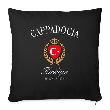 Kappadokien Türkei Wappen Krone – Reise Souvenir - Sofakissenbezug 45 x 45 cm - Schwarz - Vorne