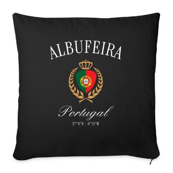 Albufeira Portugal Wappen Krone – Reise Souvenir - Sofakissenbezug 45 x 45 cm - Schwarz - Vorne
