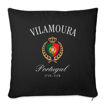Vilamoura Portugal Wappen Krone – Reise Souvenir - Sofakissenbezug 45 x 45 cm - Schwarz - Vorne