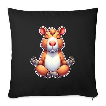 Capybara Yoga Meditation - Sofa pillowcase 17,3'' x 17,3'' (45 x 45 cm) - black - Front