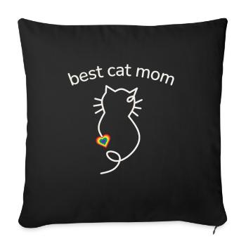 Best Cat Mom Rainbow Colors Heart Minimalist - Sofa pillowcase 17,3'' x 17,3'' (45 x 45 cm) - black - Front