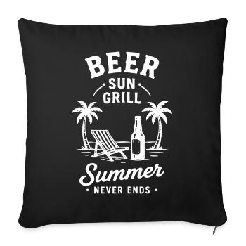 BIÈRE SOLEIL GRILL L’ÉTÉ NE S’ARRÊTE JAMAIS Vacances - Housse de coussin décorative 45 x 45 cm - noir - Devant