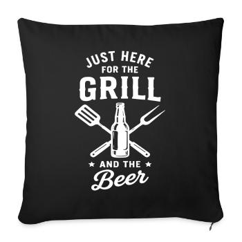 JUSTE ICI POUR LE GRILL ET LE Beer Grillmeister - Housse de coussin décorative 45 x 45 cm - noir - Devant